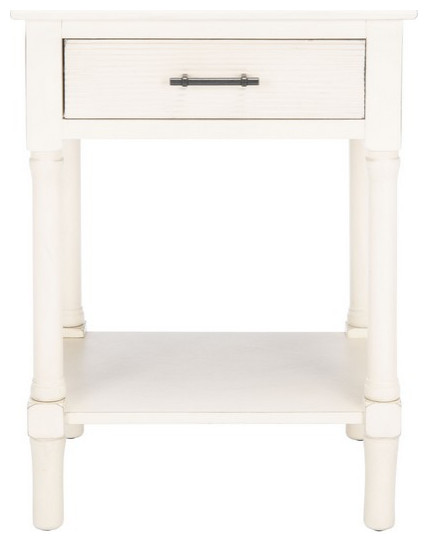 Dixa One Drawer Accent Table Distress White   French Country   Side Tables And End Tables   by AED Luxury Home Decor  Houzz