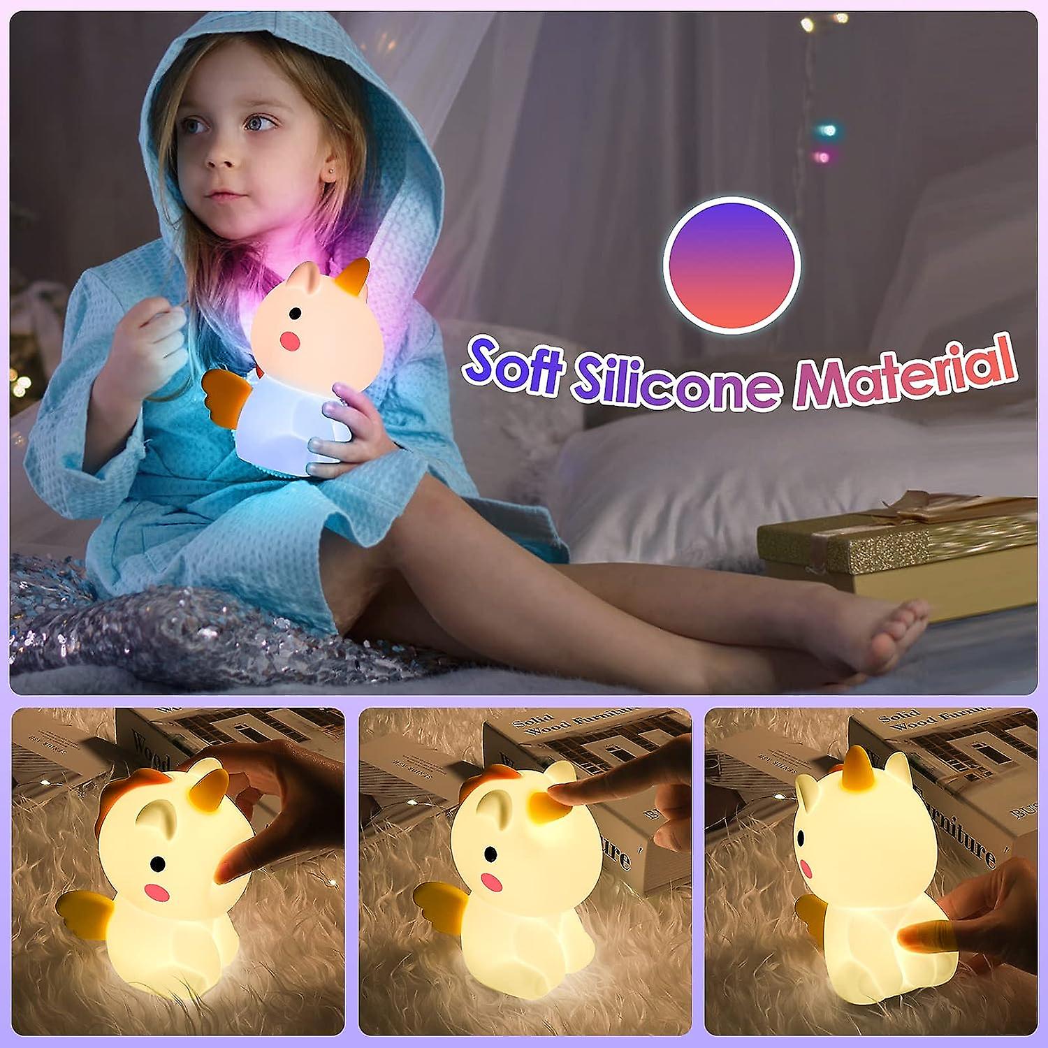 Unicorn Night Light Kids Rechargeable Usb Bedside Lamp Baby Nightlight Silicone Night Lamp With Battery