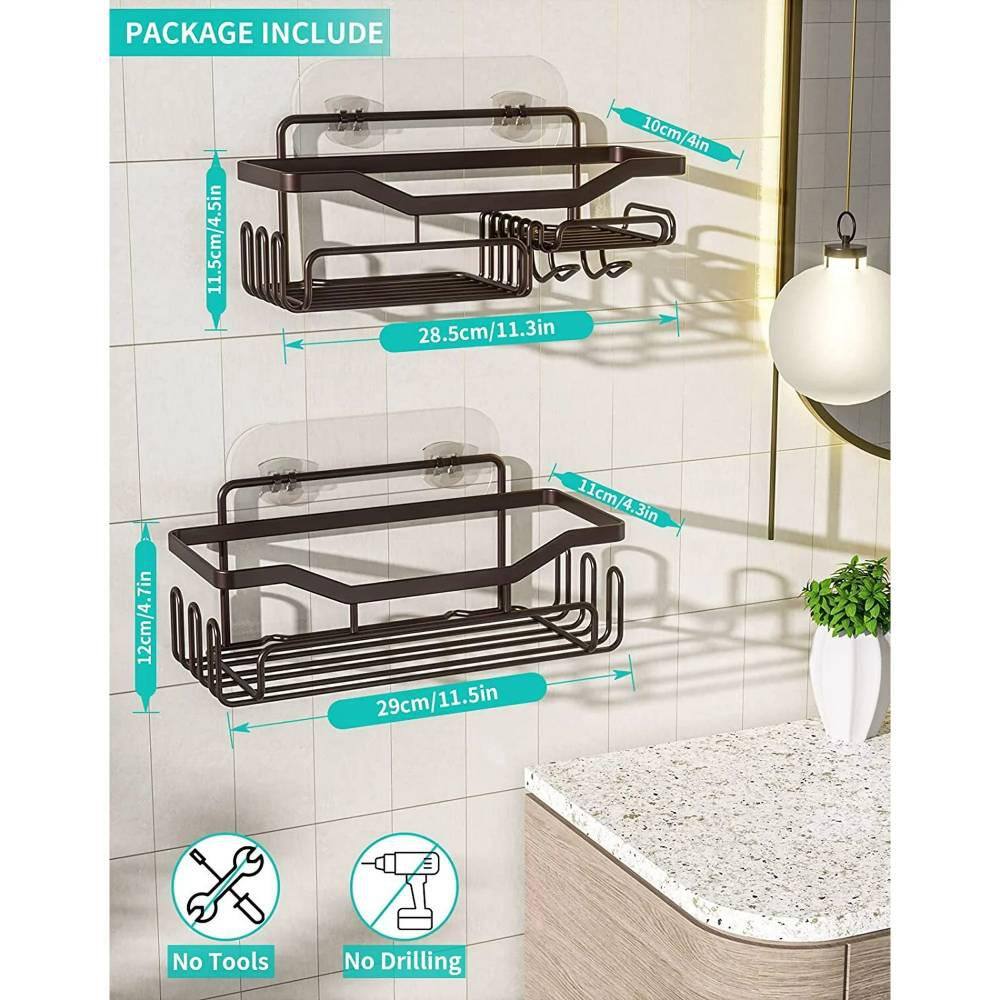 Dyiom Adhesive Shower Caddy Shower Organizer Shelf Build in Shampoo Holder 250007215