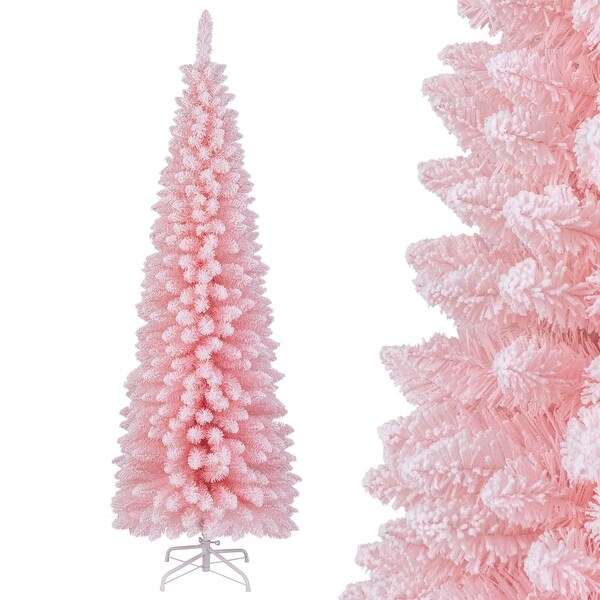 Costway 5/6/7/8 FT Artificial Pink Christmas Tree with