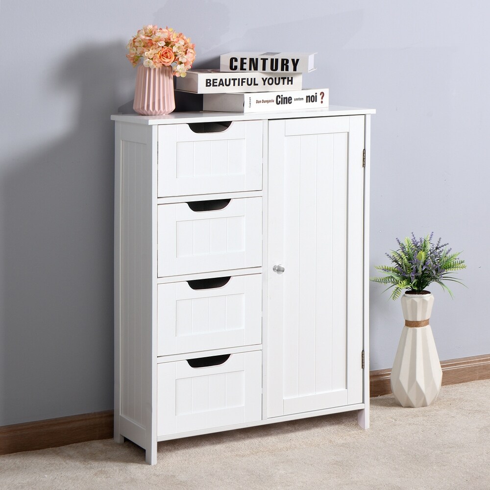 Bathroom Storage Cabinet Floor Cabinet with Adjustable Shelf  Drawers