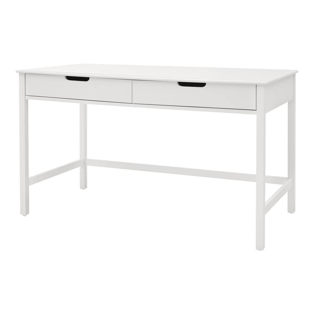 StyleWell Craft 54 in. White Writing Desk with 2-Drawers CRF-001-WH