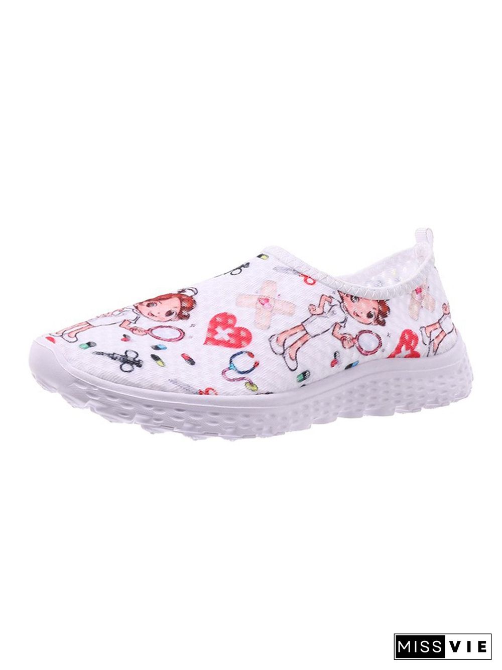 Nurse Fighting Epidemic Print Breathable Tulle Mesh Lightweight Sneakers