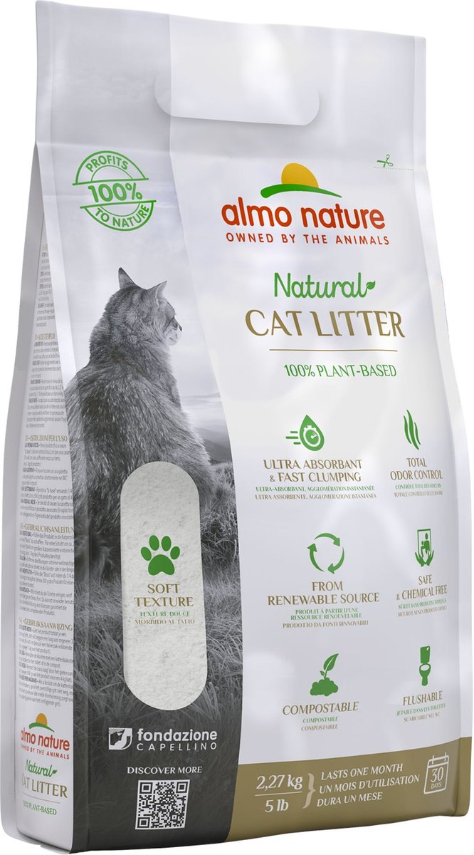 Almo Nature Unscented Clumping Plant-Based Grass Cat Litter