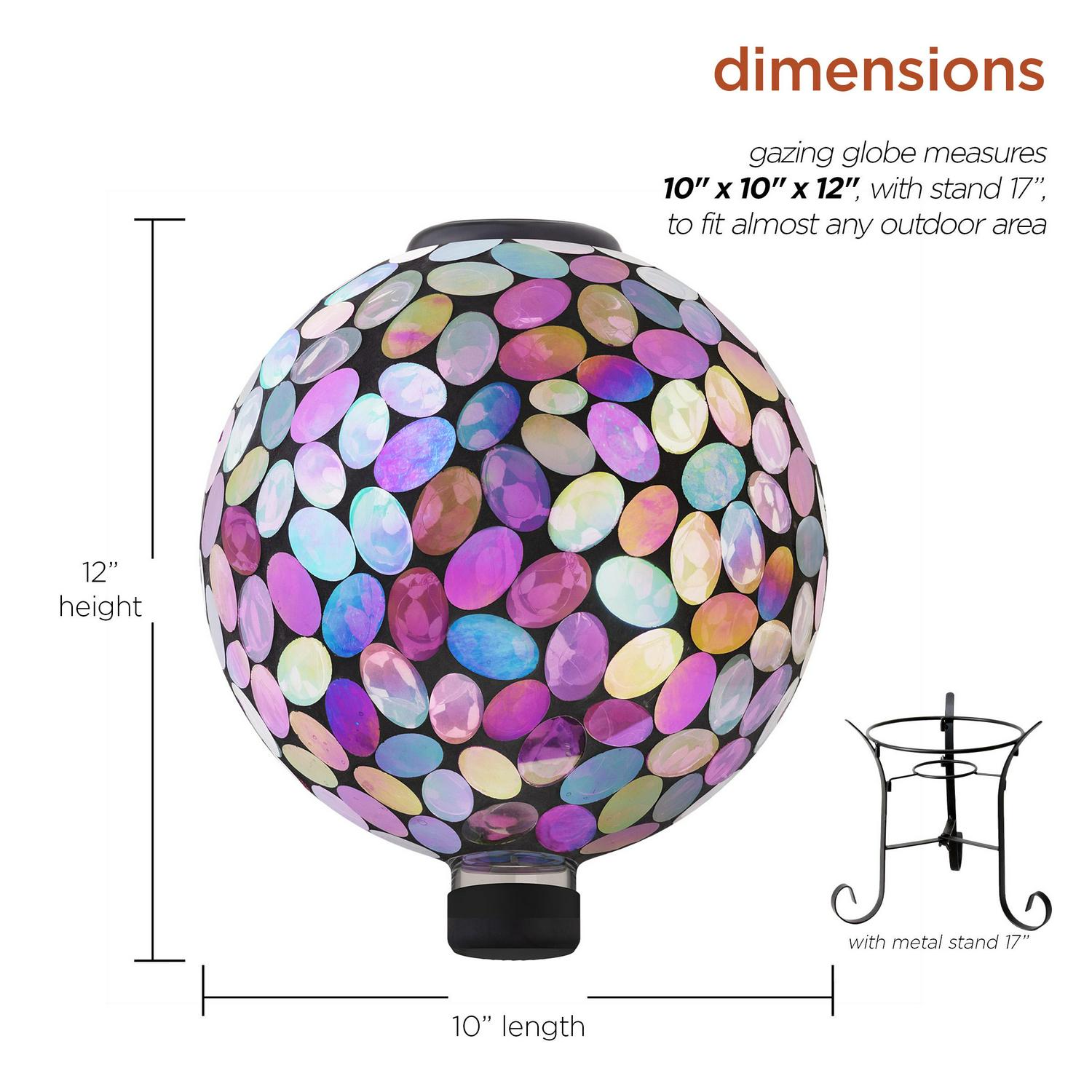 Alpine Corporation 10 Light up Glass Gazing Ball and Stand， Violet