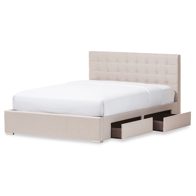 Baxton Studio Rene 4-Drawer Storage Queen Platform Bed