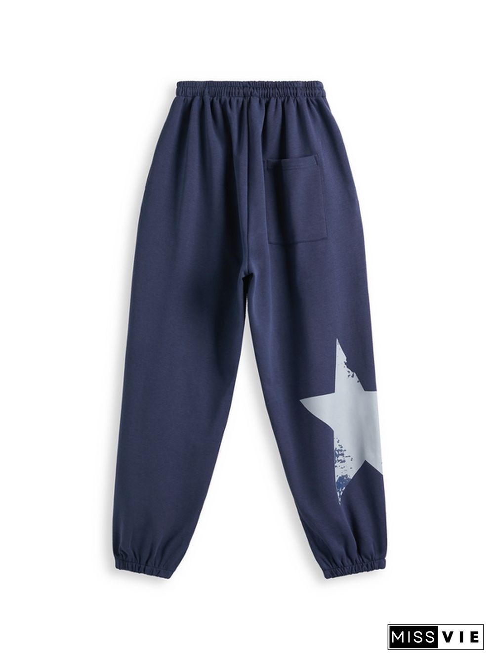 Star Print High Waist Stretchy Sweatpants