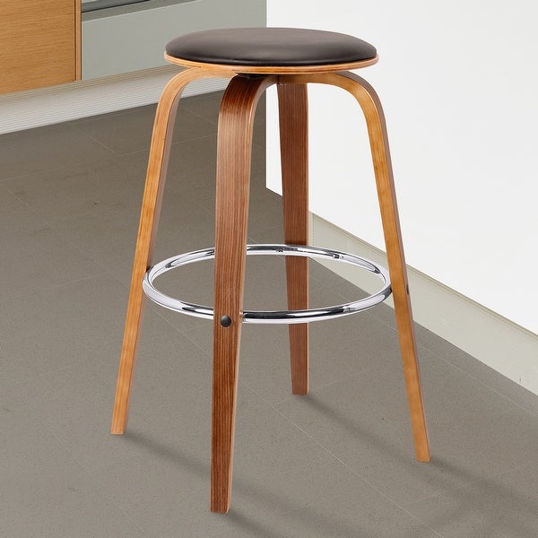 Harbor Backless Swivel Wood and Faux Leather Counter or Bar Stool