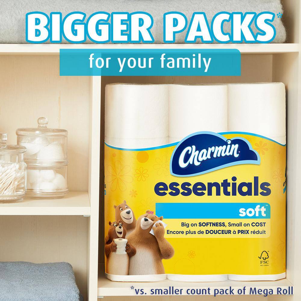 Charmin Essentials Soft Toilet Paper Rolls (6 Mega Rolls Case of 3) 003077204537