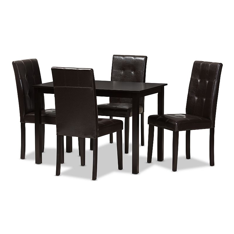 Baxton Studio Modern Espresso Button Tufted Chair and Table Dining 5-piece Set