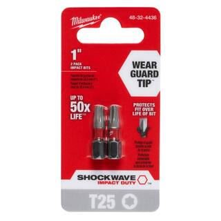 MW SHOCKWAVE Impact Duty 1 in. T25 Torx Alloy Steel Insert Bit (2-Pack) 48-32-4436