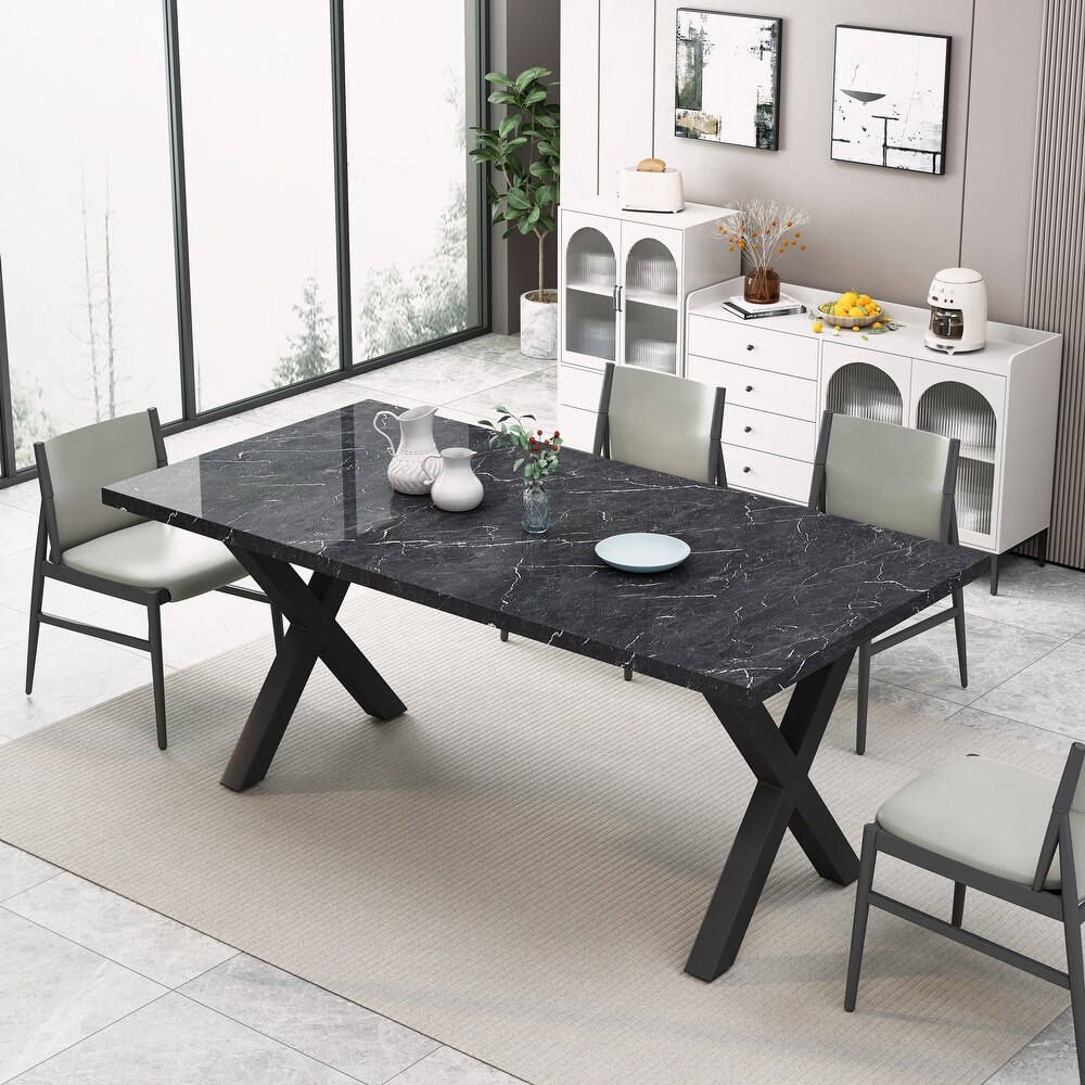 Square Dining Table with Printed Marble