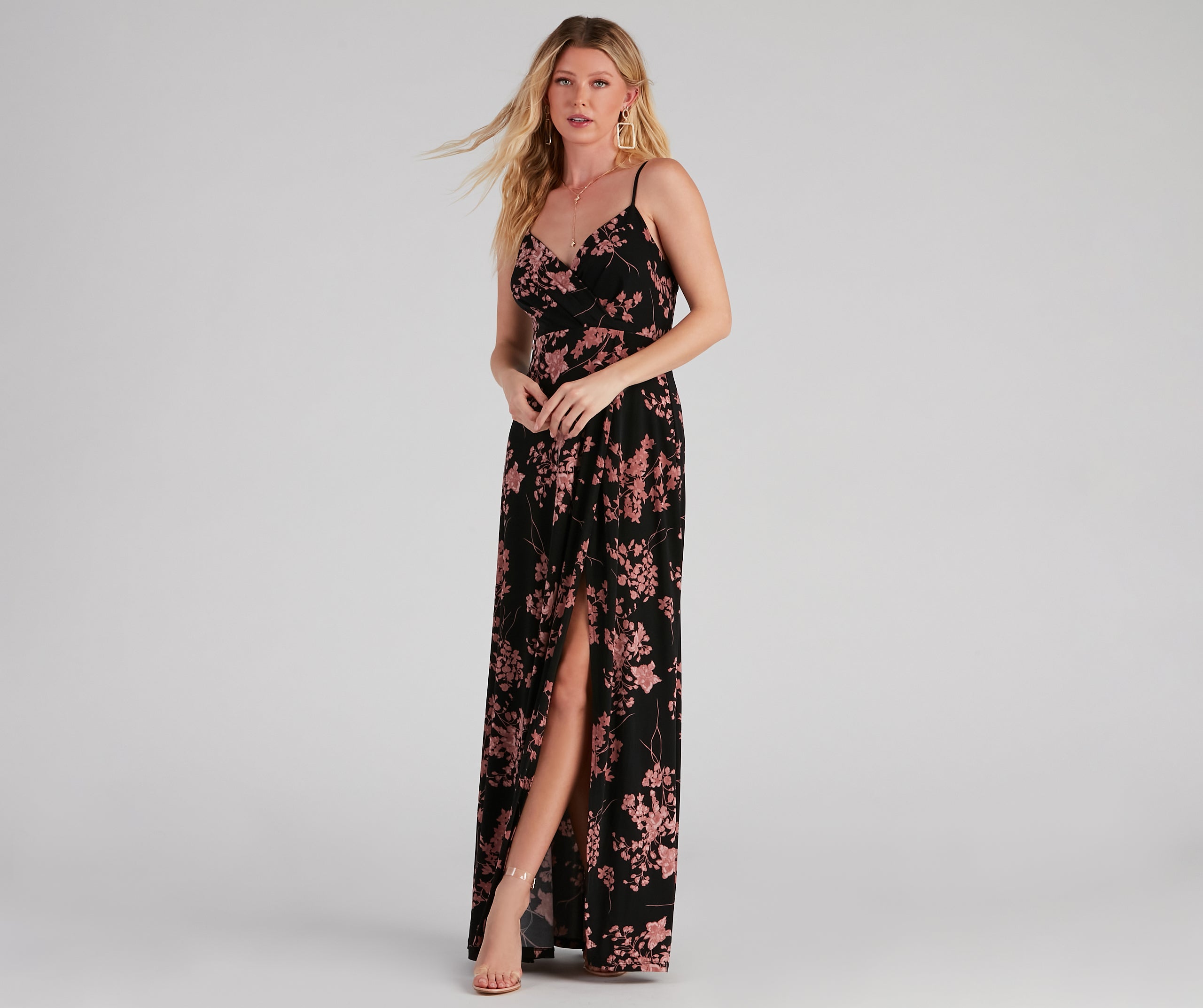 Total Sweetheart Floral High Slit Maxi Dress