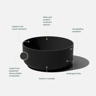 Veradek Kona Bowl 14 in. Round Black Plastic Planter KNBV14B