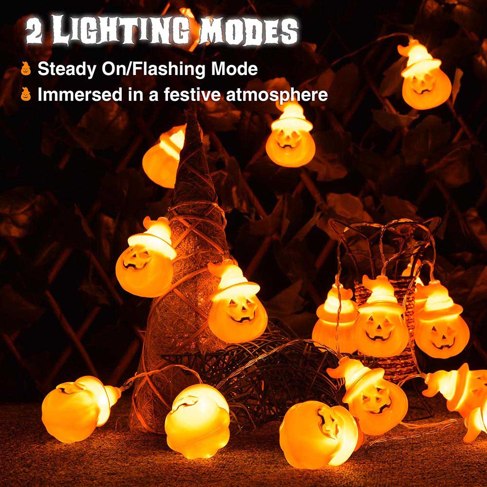 Yescom 10Ft Halloween String Lights Orange Pumpkin 20 LEDs