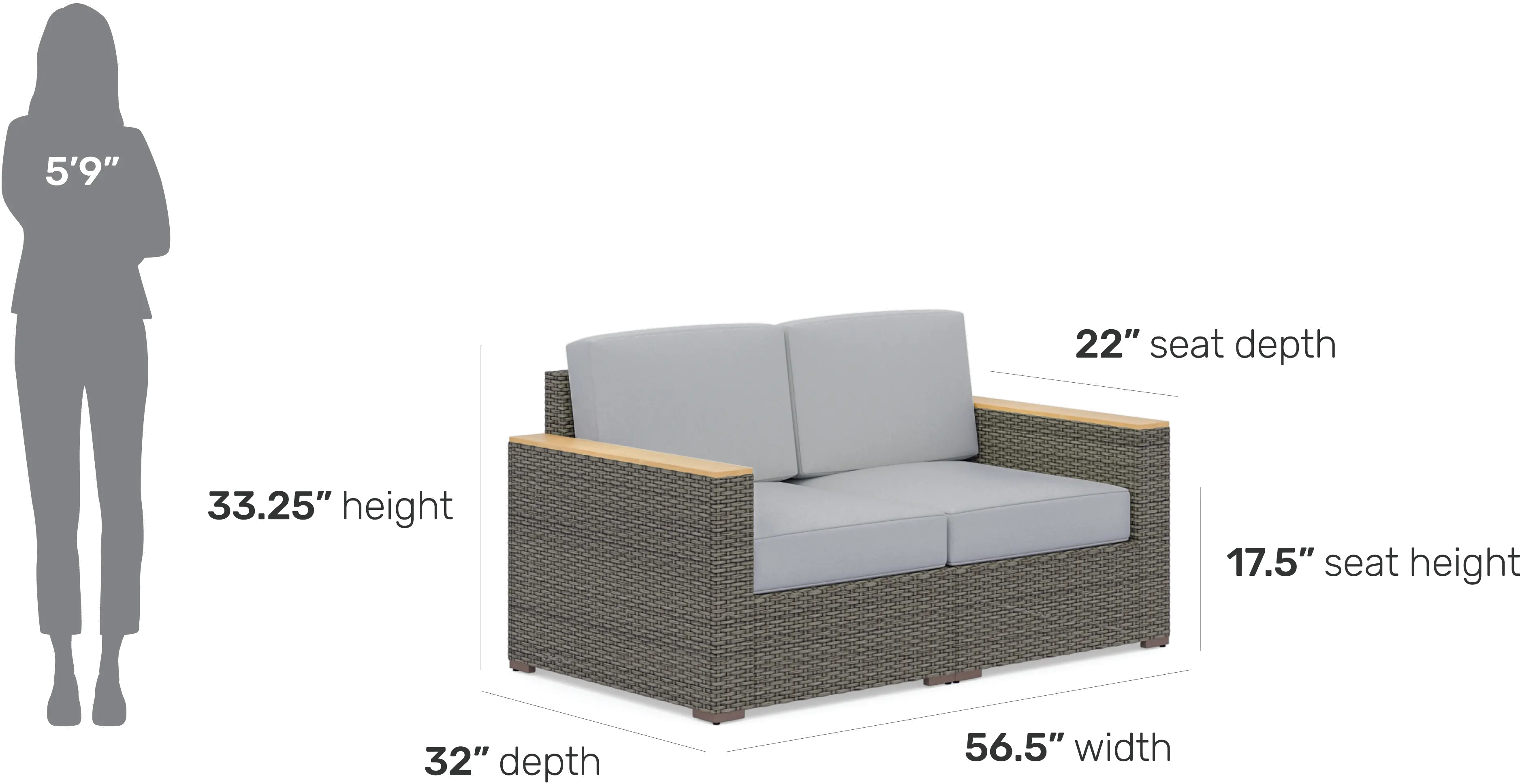 Boca Raton Gray Outdoor Loveseat