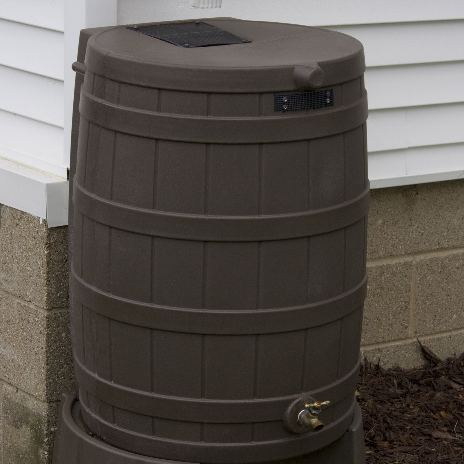 Good Ideas 50 Gallon Rain Wizard Flat Back Rain Barrel， Green