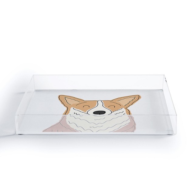 Allyson Johnson Welsh Corgi Portrait Acrylic Tray Deny Designs