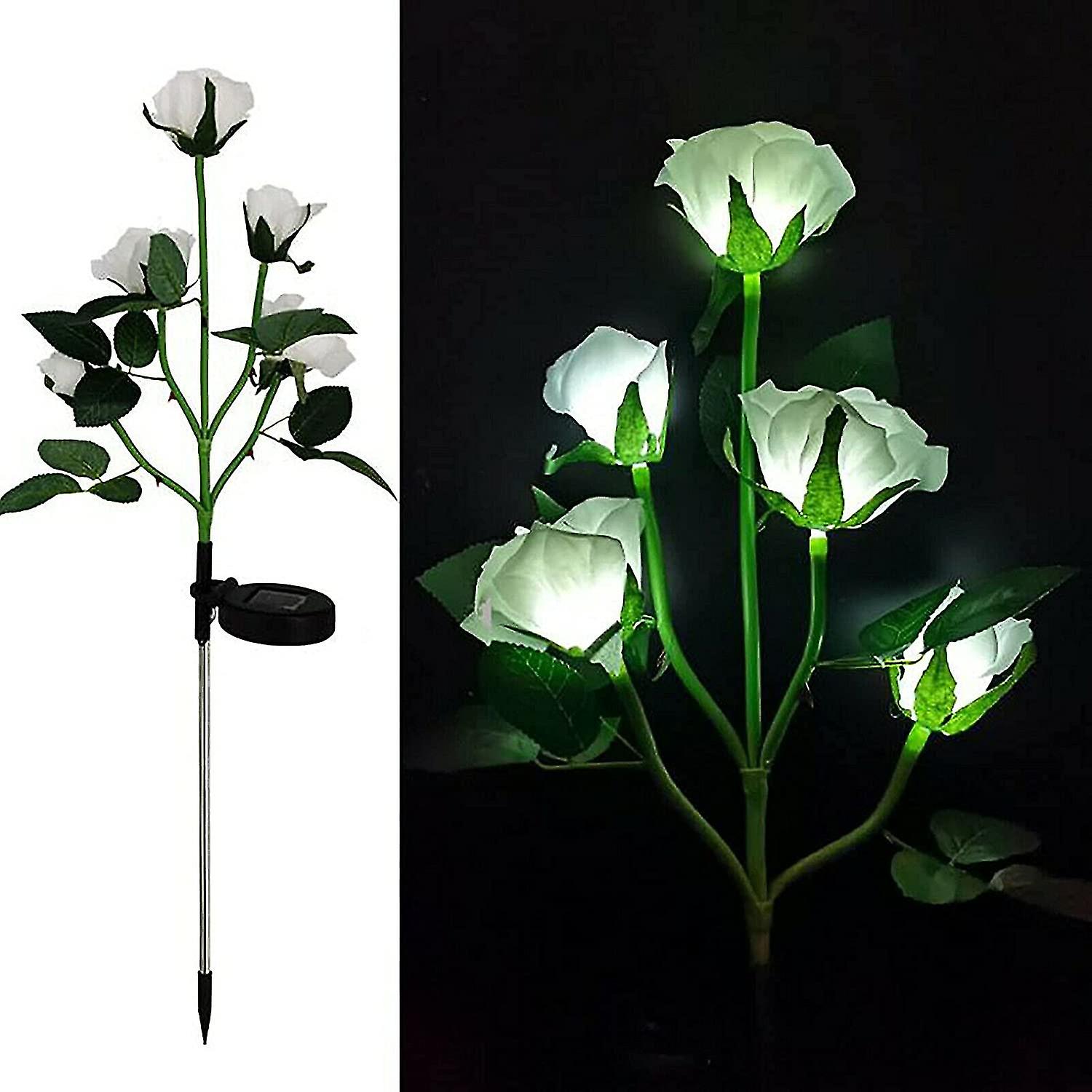 Solar Powered Garden Lights， 2 Pack Led Rose Flower Garden Decorative Stake Lights With 10 Rose