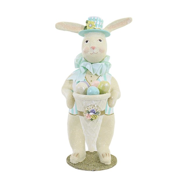 Heather Myers Lindor One Figurine 9 25 Inches Bunny Rabbit Easter Eggs 55507 Polyresin Green