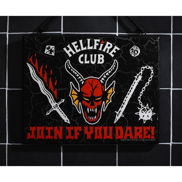 Silver Buffalo Stranger Things Hellfire Club Reversible Hanging Sign Wall Art 10 X 8 Inches