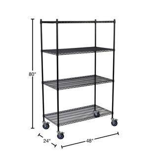 Storage Concepts Black 4-Tier Steel Wire Shelving Unit (48 in. W x 80 in. H x 24 in. D) WBC4-2448-74