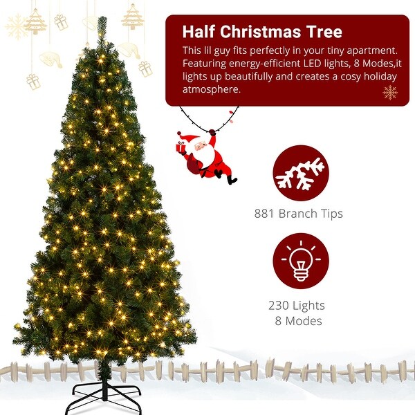 7Ft Christmas Tree with 230 LED Lights，Iron Bracket Christmas Tree