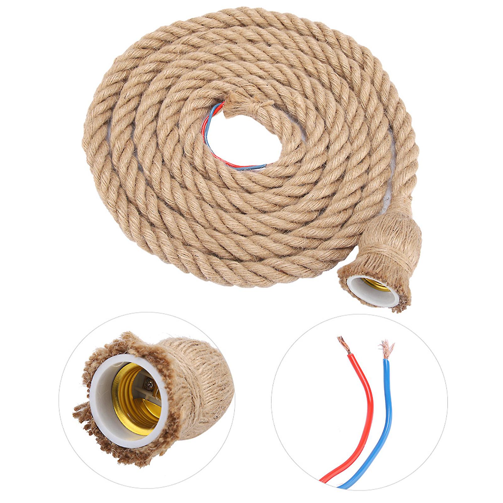 2m E27 Vintage Hemp Rope Ceiling Light Base Pendant Lamp Bulb Holder 85-265v (1*holder)