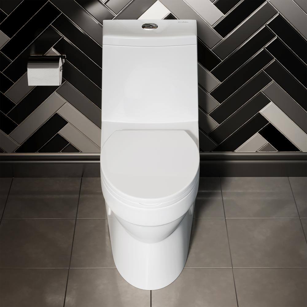 Swiss Madison Virage 1-piece 0.81.28 GPF Dual Flush Elongated Toilet in White Seat Included SM-1T118