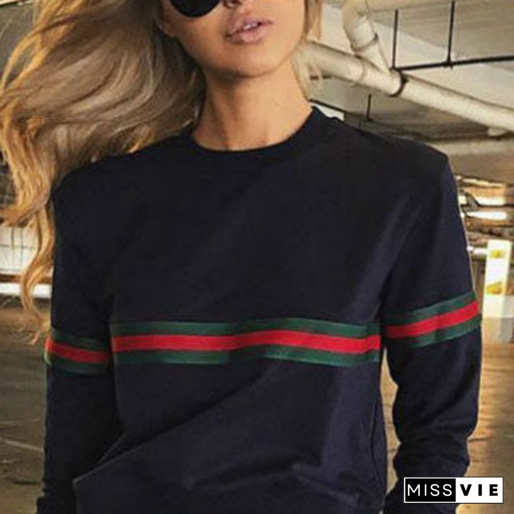 Brandstyle Loose Fitting Rainbow Colorblock Women's Crewneck Sweatshirt