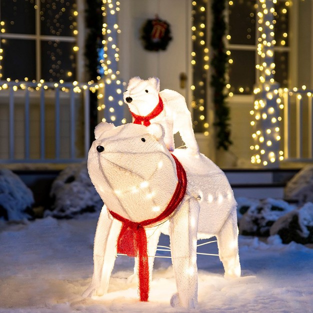 Joiedomi 3d Plush Polar Bears Led Yard Lights 2 Pcs Christmas Eve Outdoor Yard Garden Decorations Christmas Event Decoration