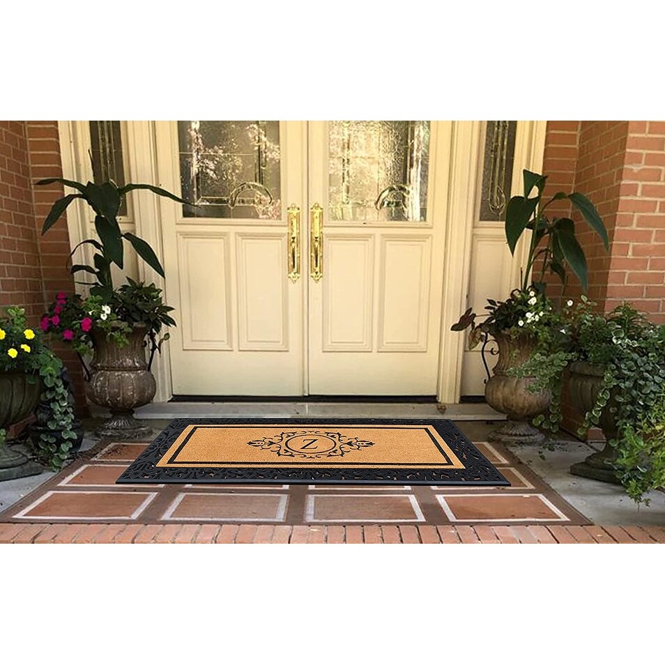 A1HC Natural Coir Monogrammed Door Mat for Front Door  Heavy Duty Welcome Doormat   30\