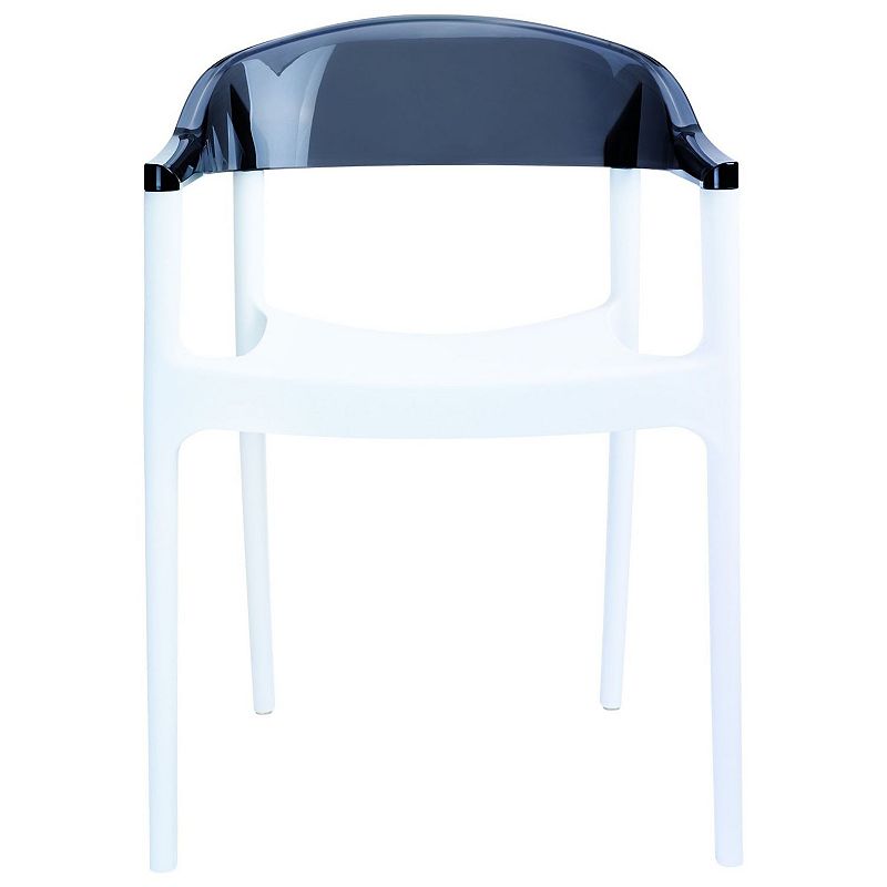 32 White and Black Transparent Stackable Outdoor Patio Dining Arm Chair