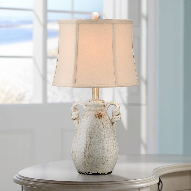 High Crackled Ivory Glaze Ceramic Beige Bell Shade For Bedroom Living Room House Home