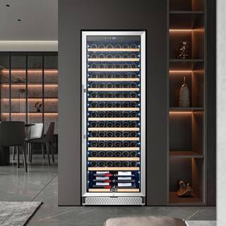 Tylza Single Zone 23.5 in. 154 Bottles Built-in and Freestanding Cellar Cooling Unit in Black Stainless Steel with Door Lock TYWC408S