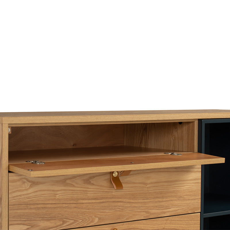 CASTOR Sideboard Buffet 125cm - Natural, Navy Blue & Black