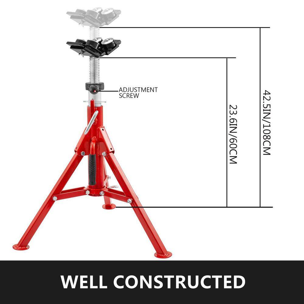 VEVOR Pipe Jack Stand 1500 lbs. Welding Pipe Stand with 4-Ball Transfer V-Head and Folding Legs Adjustable Height for Welding JJ1107B4YTGJVX001V0