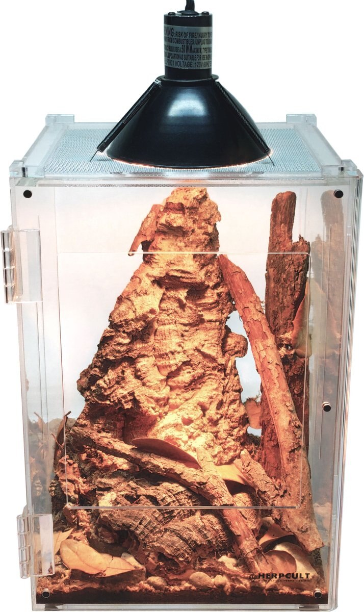 HerpCult Acrylic Front-Opening Reptile Enclosure， 3.3-gal