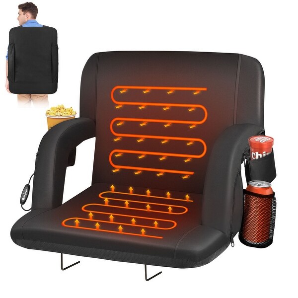 Heated Stadium Seats for Bleachers with Back Support and Wide Cushion，Extra Portable Bleacher Seat Foldable Stadium Chair