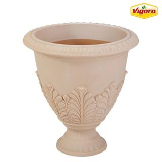 Vigoro 17 in. Hancock Large Antique White Plastic Urn Planter (17 in. D x 19 in. H) AC17DEAW