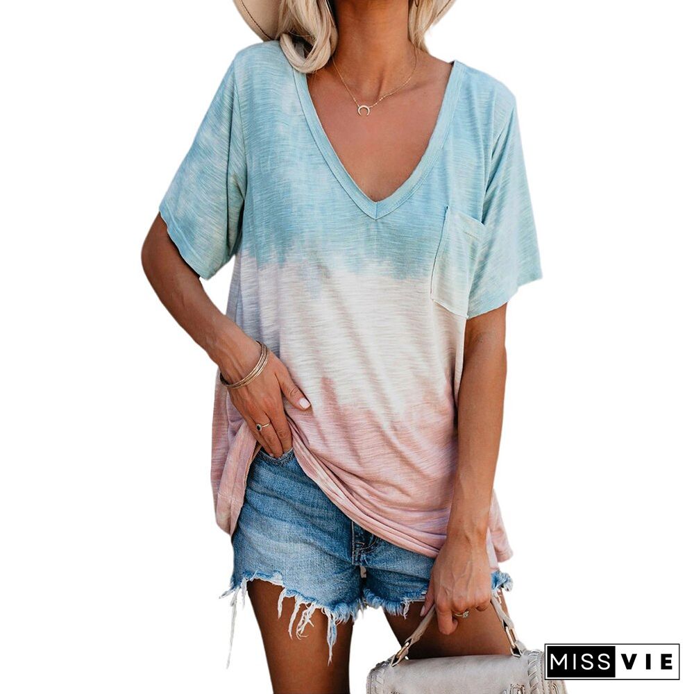 Summer Vintage Tie-dye Print Tops Women Clothes Casual Short Sleeve Harajuku Tshirt Female Lady Tee Shirt Femme T-Shirt D30