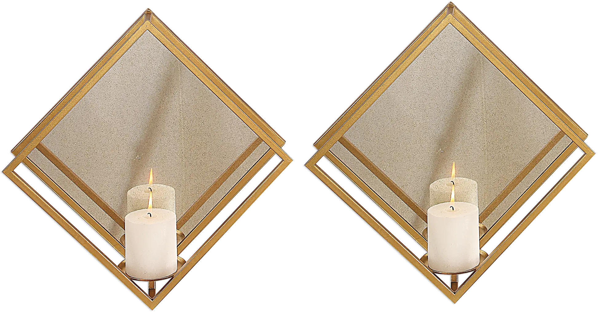 Assorted Antique Gold Leaf and Mirrored Candle Sconce