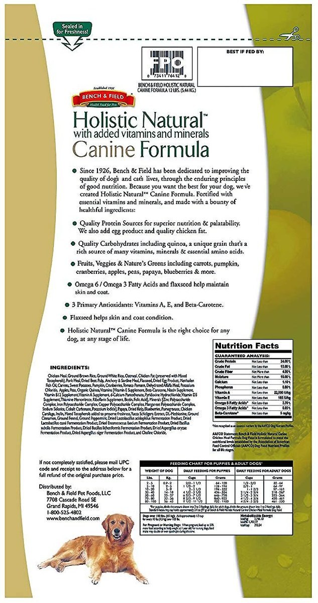 Bench and Field Holistic Natural Formula Dry Dog Food