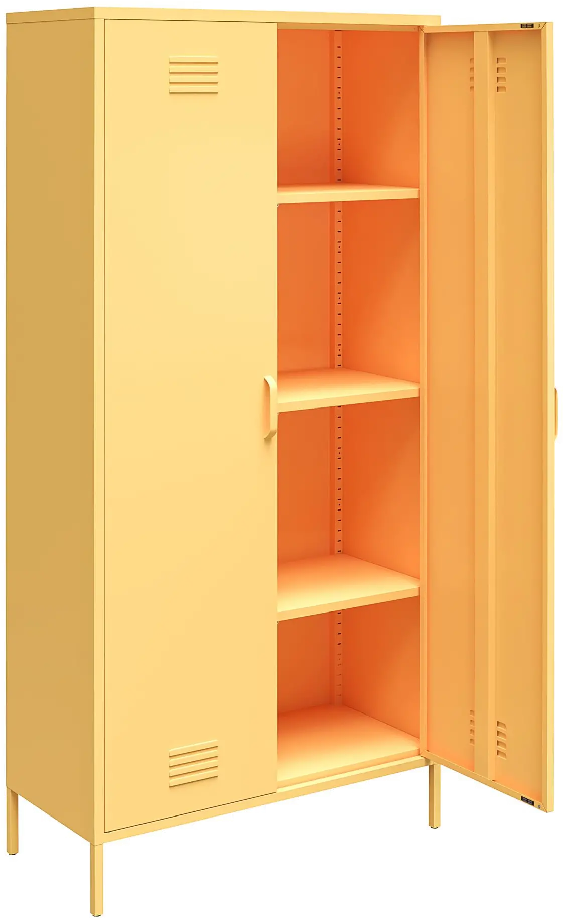 Cache Yellow Tall 2 Door Metal Locker Cabinet