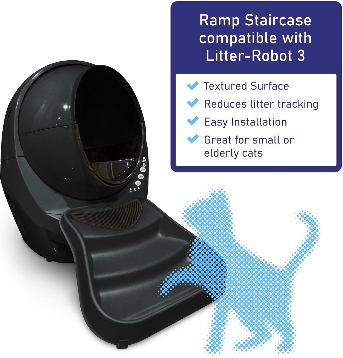 Pet Standard Ramp Compatible W/Litter-Robot™ 3 Cat Litter Box Mat， Gray