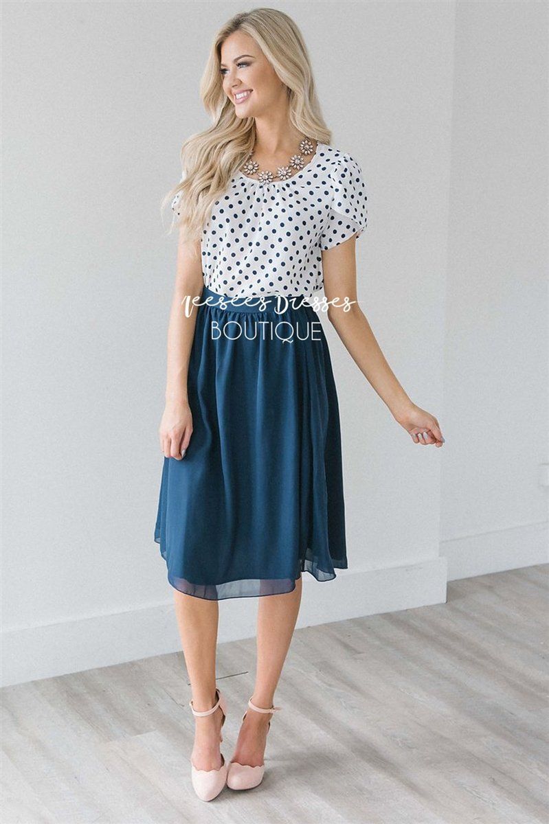 Polka Dot Tulip Sleeve Chiffon Top