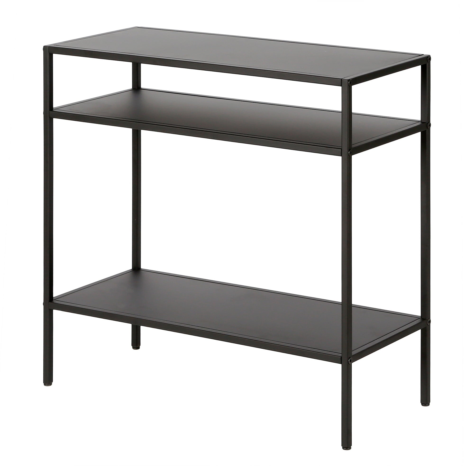 Evelyn&Zoe Contemporary Metal Side Table with Metal Shelves