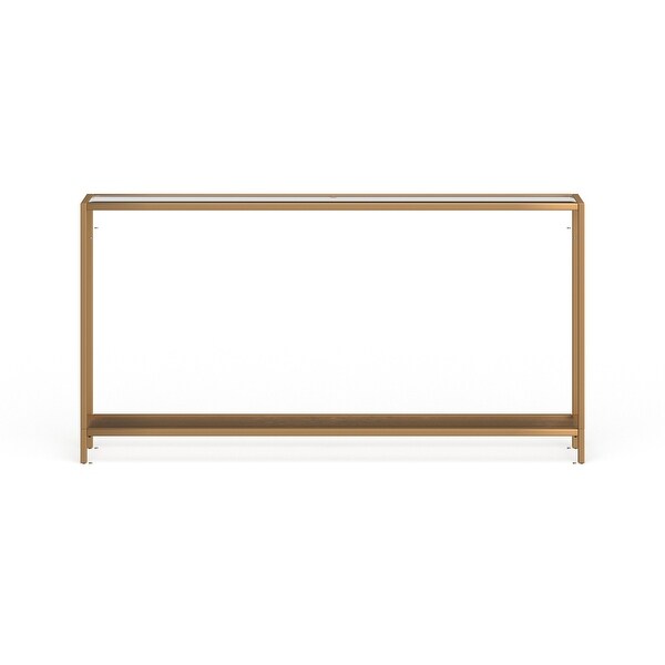 SEI Furniture Grant Wall-hug Goldtone Metal and Glass Console Table