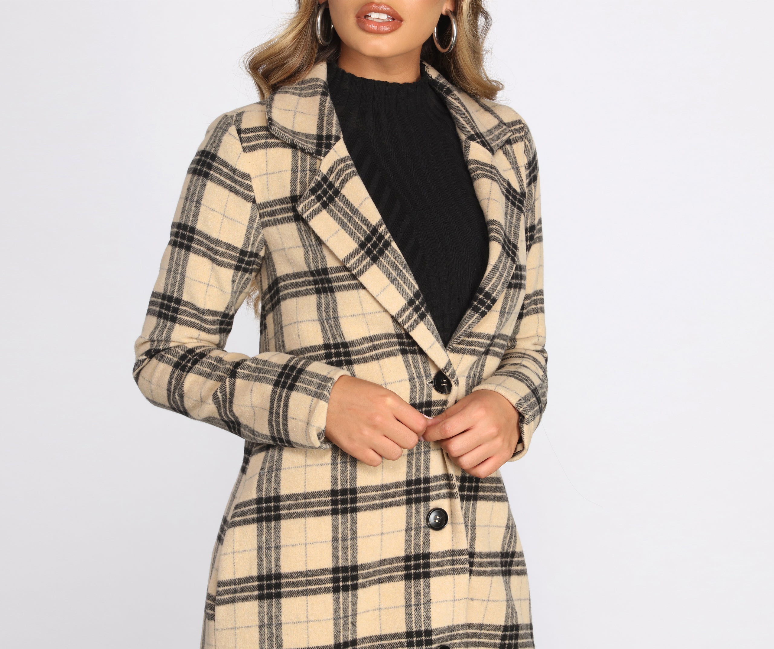 Oh So Fancy Brushed Plaid Coat