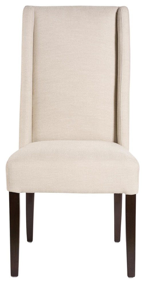 Dining Side Chair Tribeca Gray Upholstery Herringbone  Minimal Black   Transitional   Dining Chairs   by EuroLuxHome  Houzz